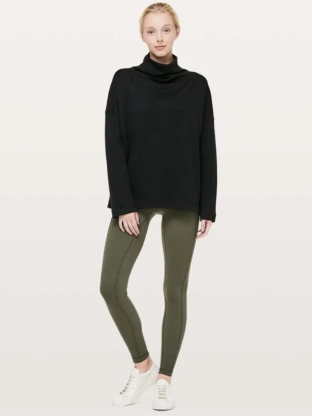 Lululemon Black Principal Dancer Funnel Neck Merino Wool Sweater - 10/12